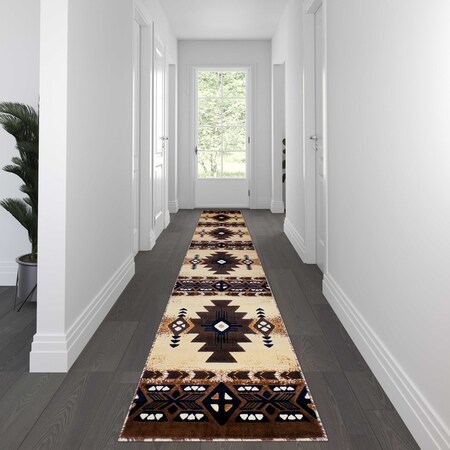 Flash Furniture 3' x 16' Brown Rustic Southwest Style Area Rug ACD-RG2813-316-BN-GG